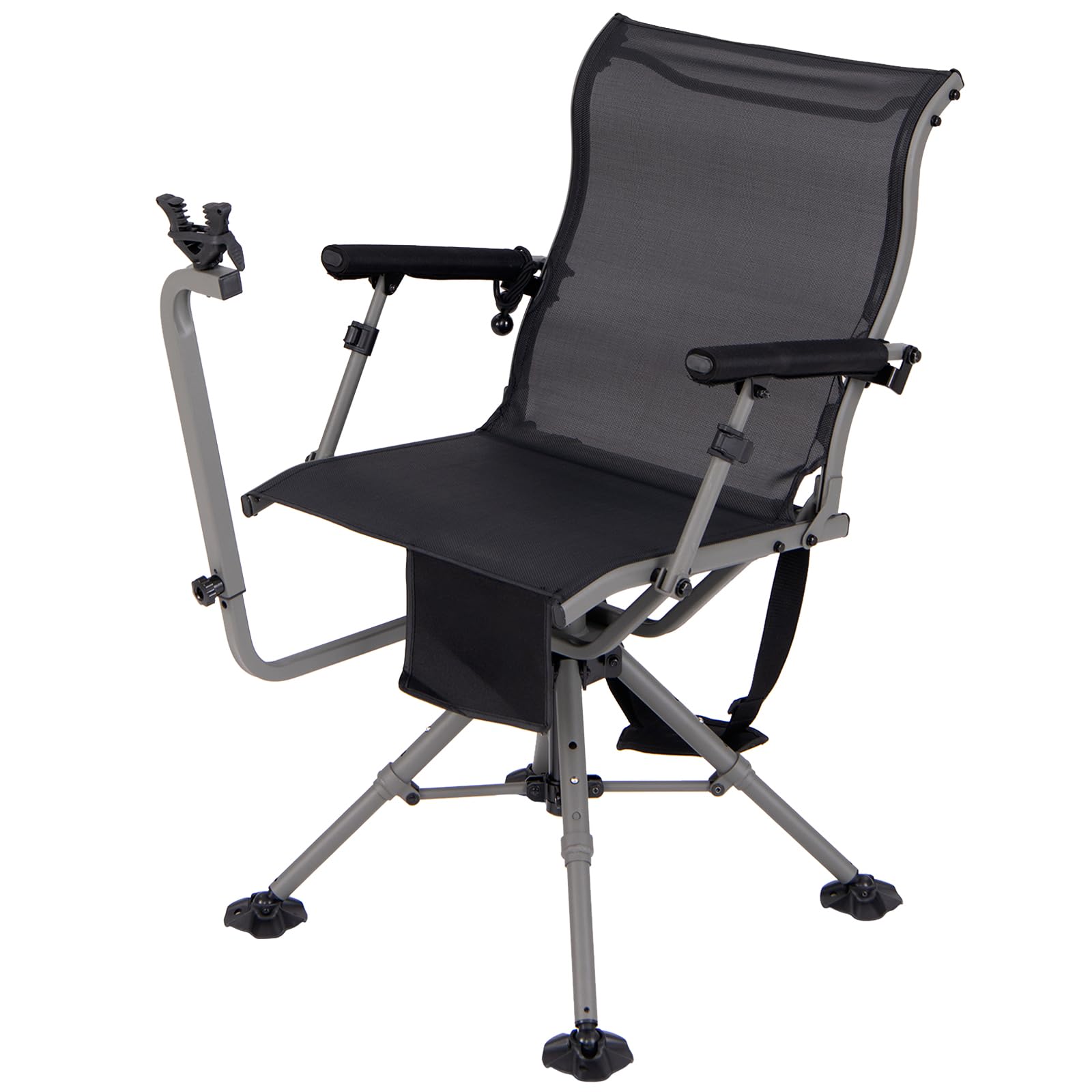 Tangkula hunting chair with adjustable gun rest for precise aiming and comfort.