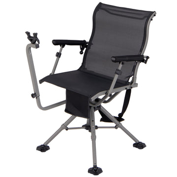 Tangkula hunting chair with adjustable gun rest for precise aiming and comfort.