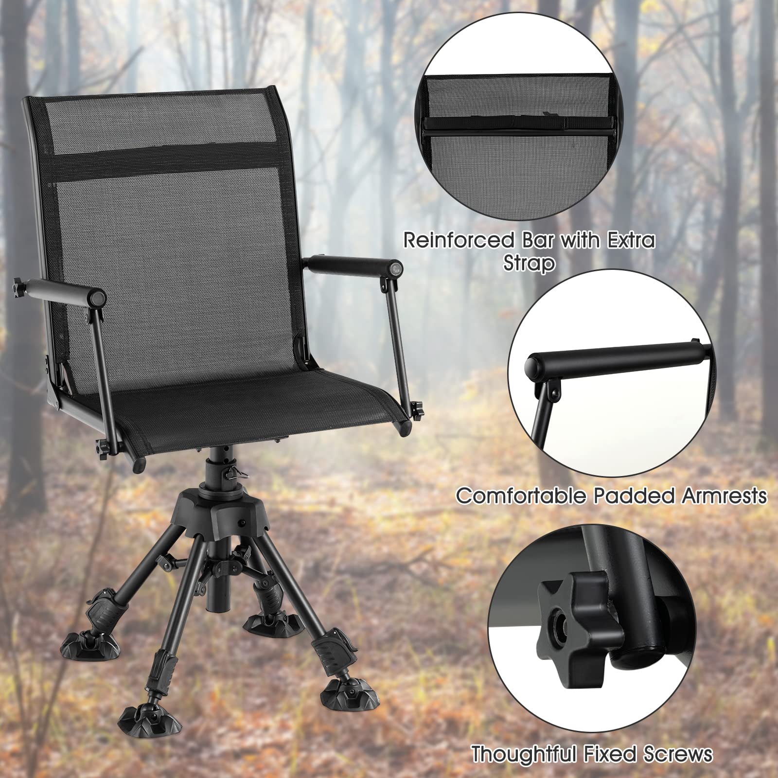 Tangkula lightweight chair weighs about 15 pounds for easy transport.