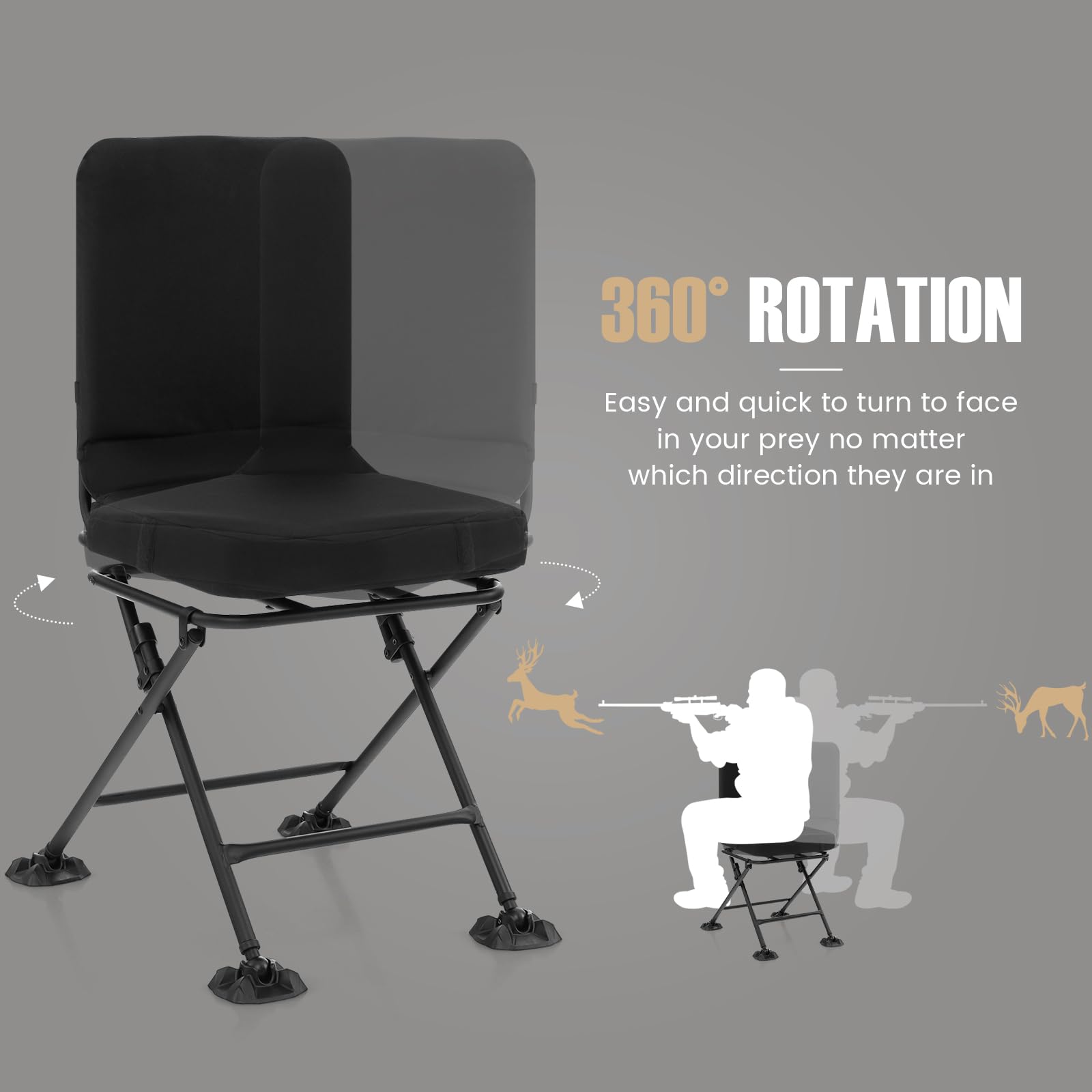 Tangkula padded seat and backrest for long sessions in the field.