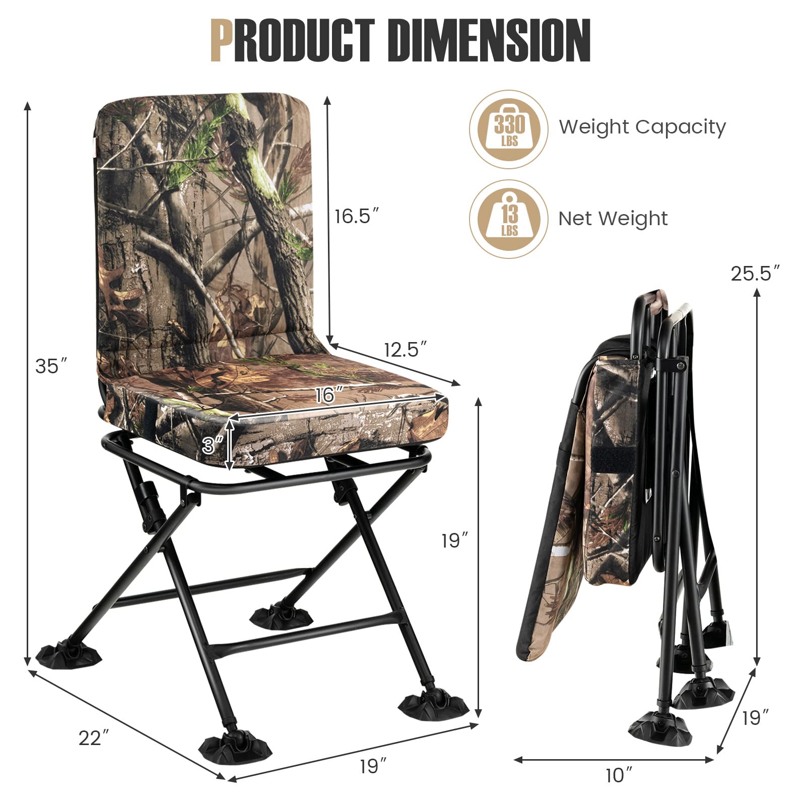 Tangkula padded-seat cushion offers long-lasting comfort during blind sessions
