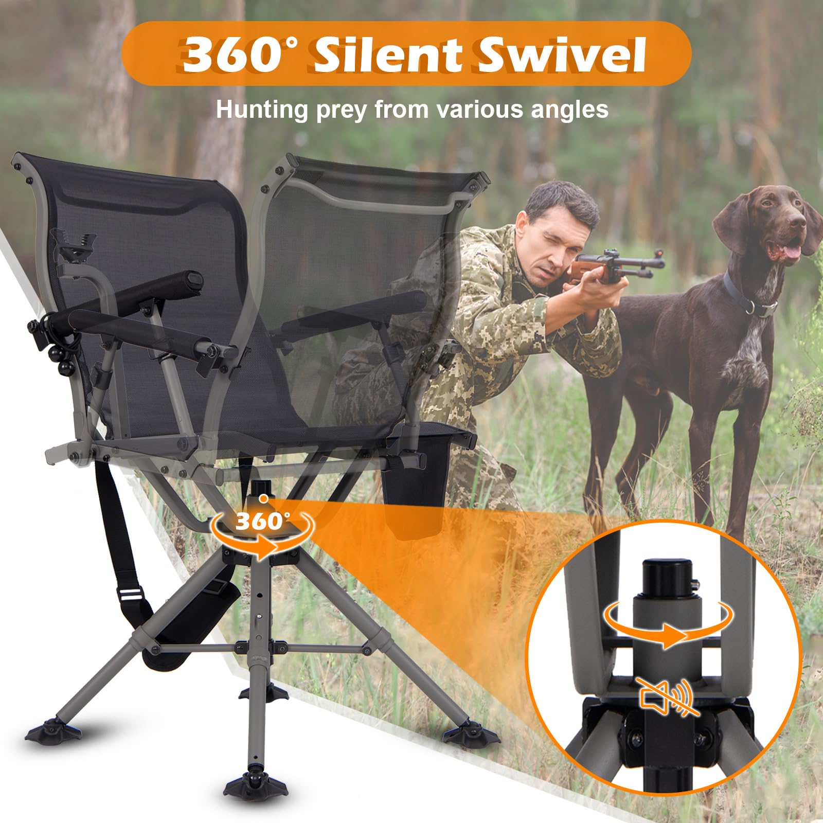 Tangkula hunting chair storage pocket keeps essentials handy.