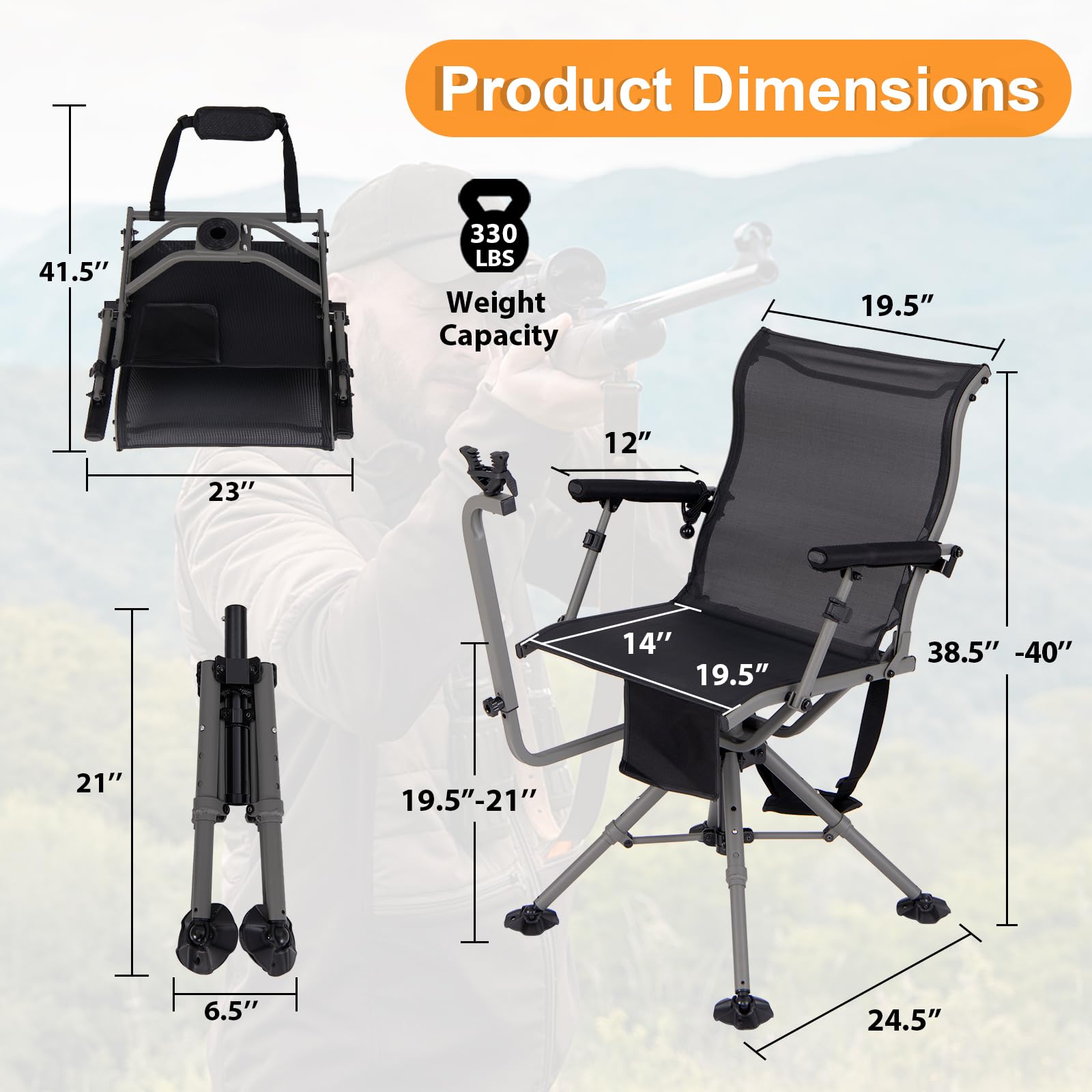 Tangkula hunting chair with sturdy frame and swivel feet for stability.