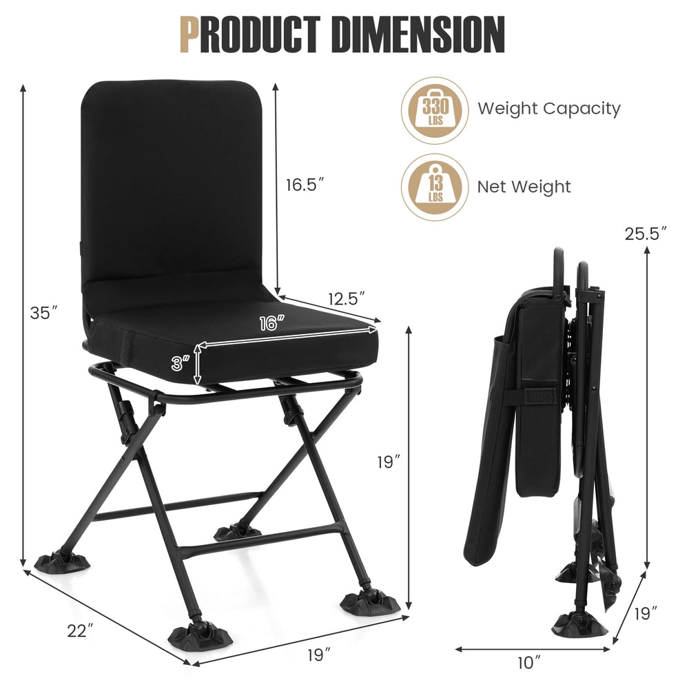 Tangkula hunting chair features a sturdy steel frame for stability on varied terrain.