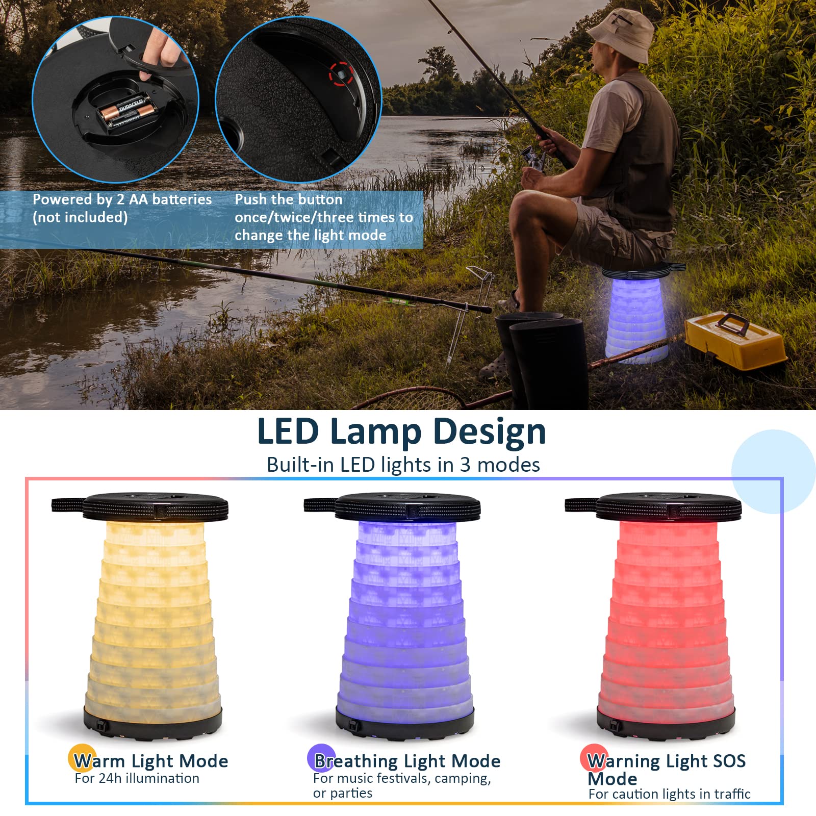 Tangkula LED stool breathing mode lighting for ambient outdoor gatherings.