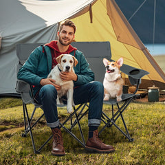 Tangkula loveseat camping chair high back for two adults comfort