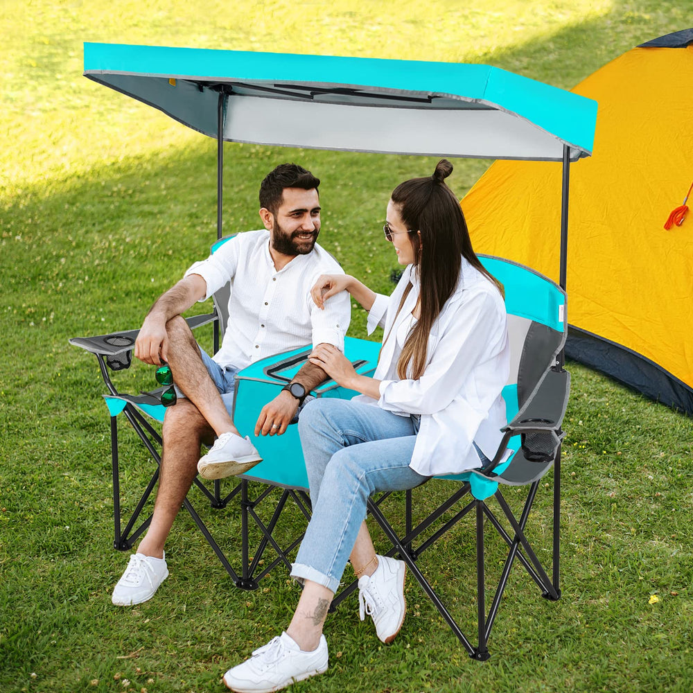 Canopy angle on navy Tangkula chair showing adjustable sun protection