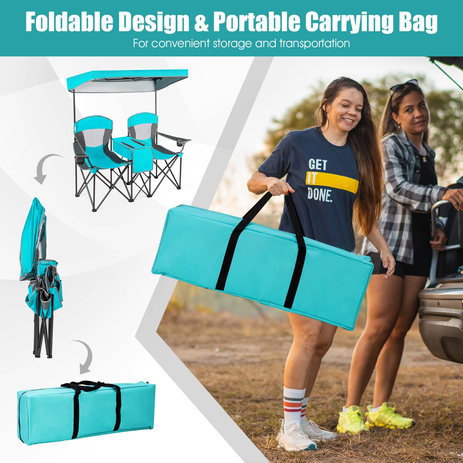 Sturdy steel frame of navy Tangkula loveseat for stability