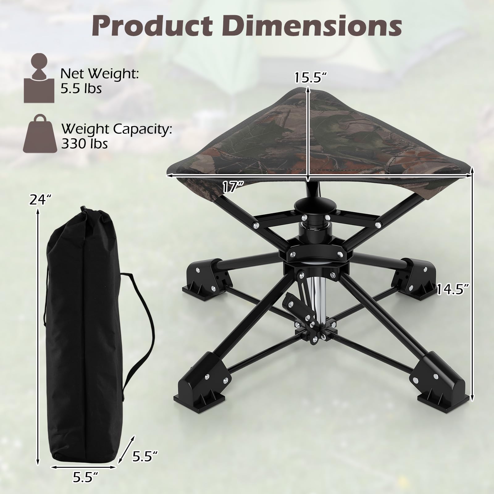 Tangkula no-assembly-needed design enables spontaneous outings.