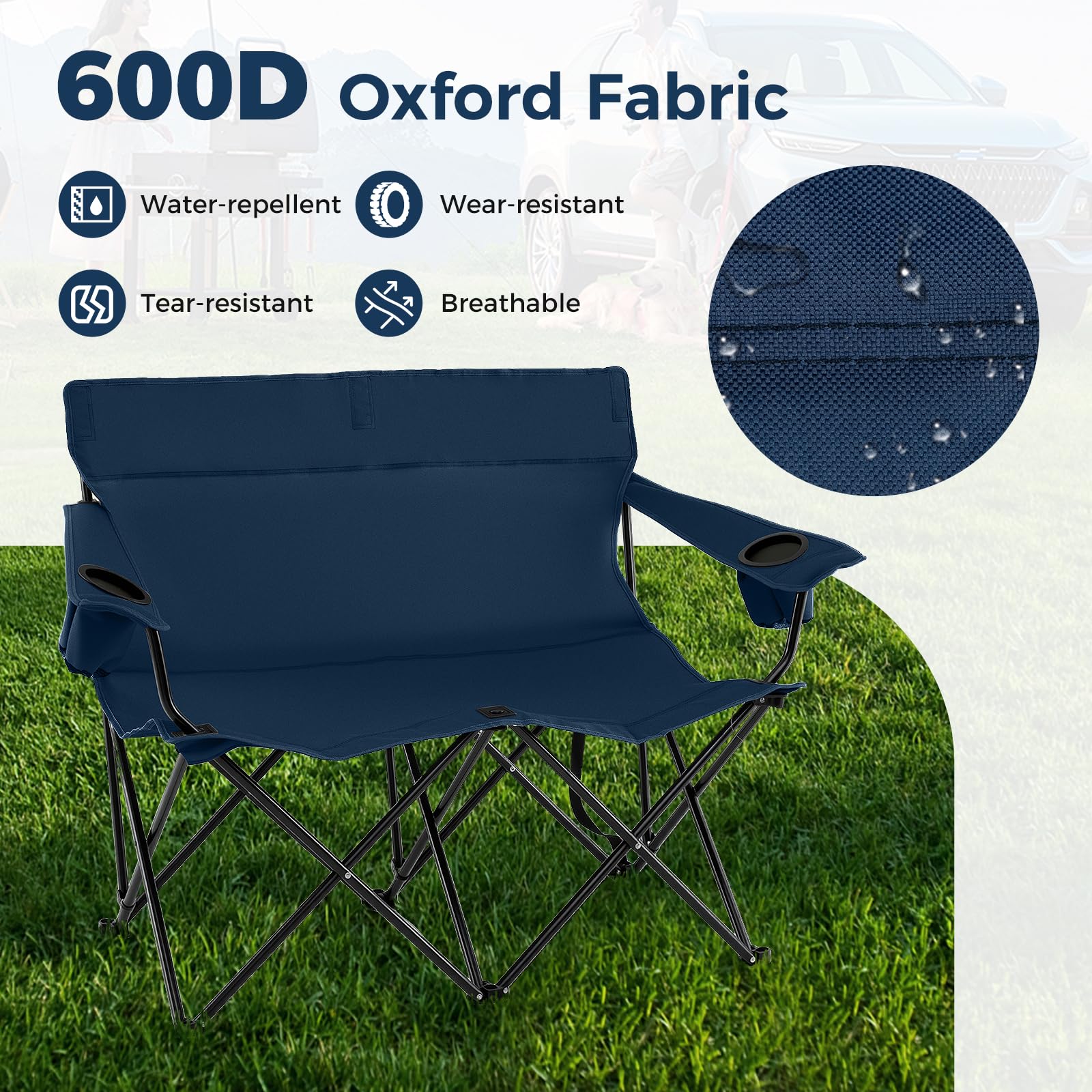 Tangkula anti-slip feet stabilize the chair on uneven surfaces.