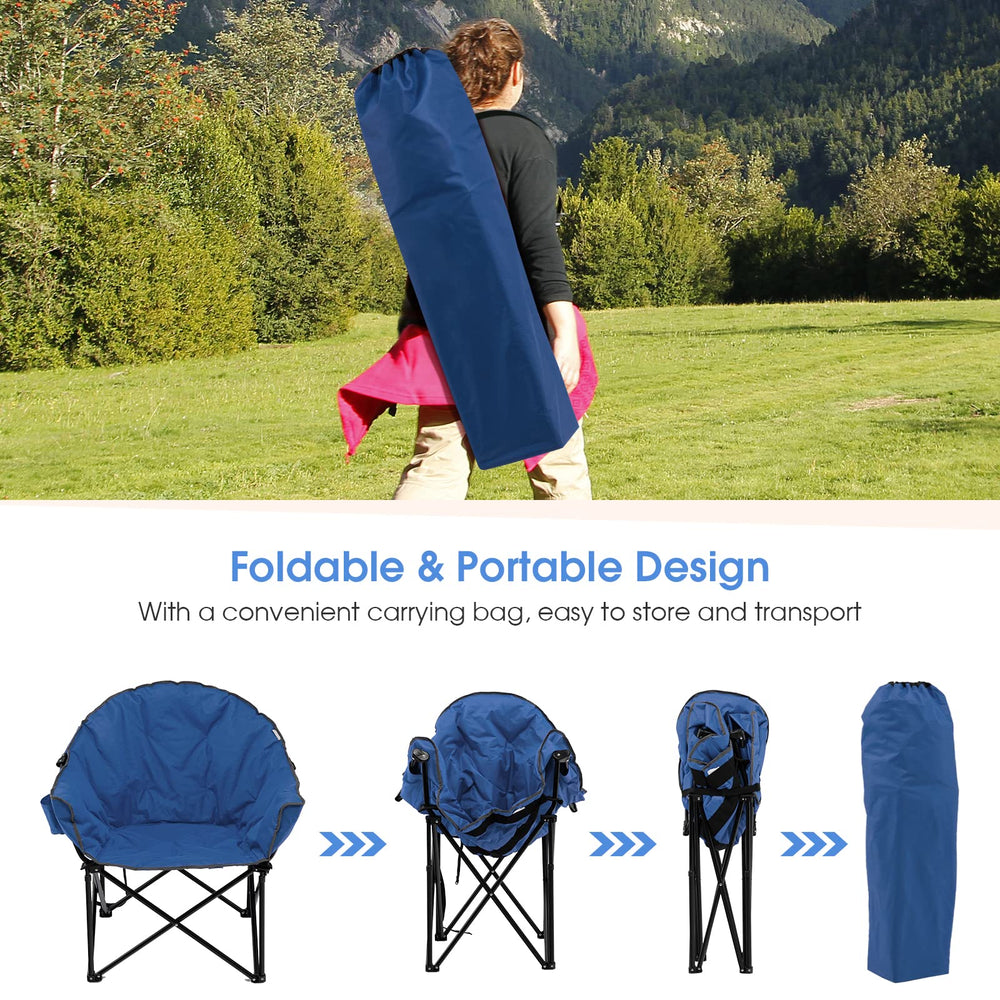 Tangkula blue steel-frame chair offers reliable weight support