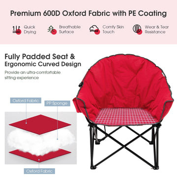 Tangkula oversized camping chair cup holder keeps drinks and essentials within reach.