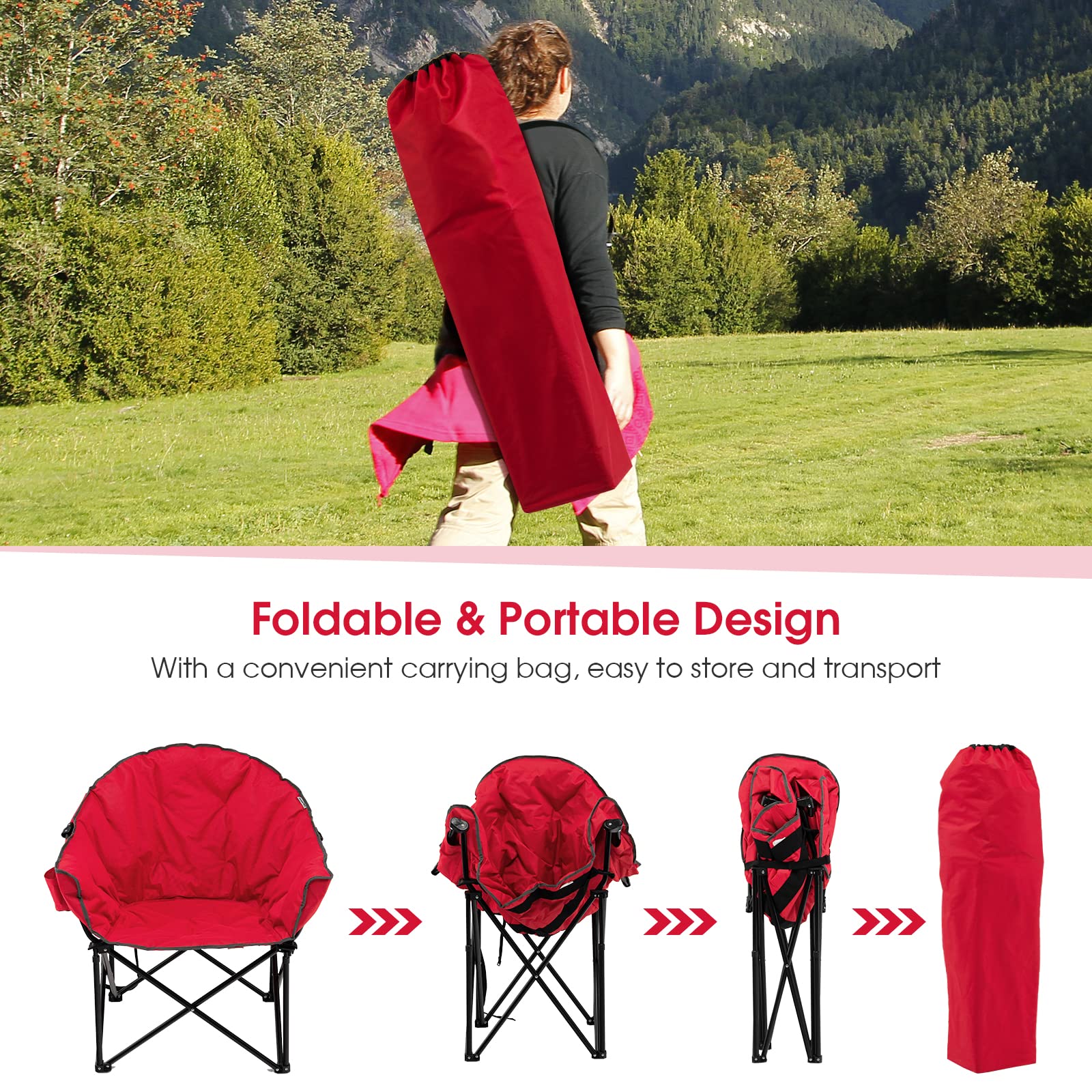 Tangkula oversized camping chair mesh pocket design offers quick access to small items.