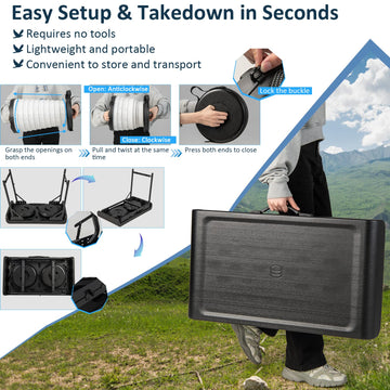 Tangkula carrying handle on the table enables simple one handed transport.