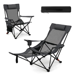 Tangkula reclining camping chair with footrest for versatile outdoors seating.