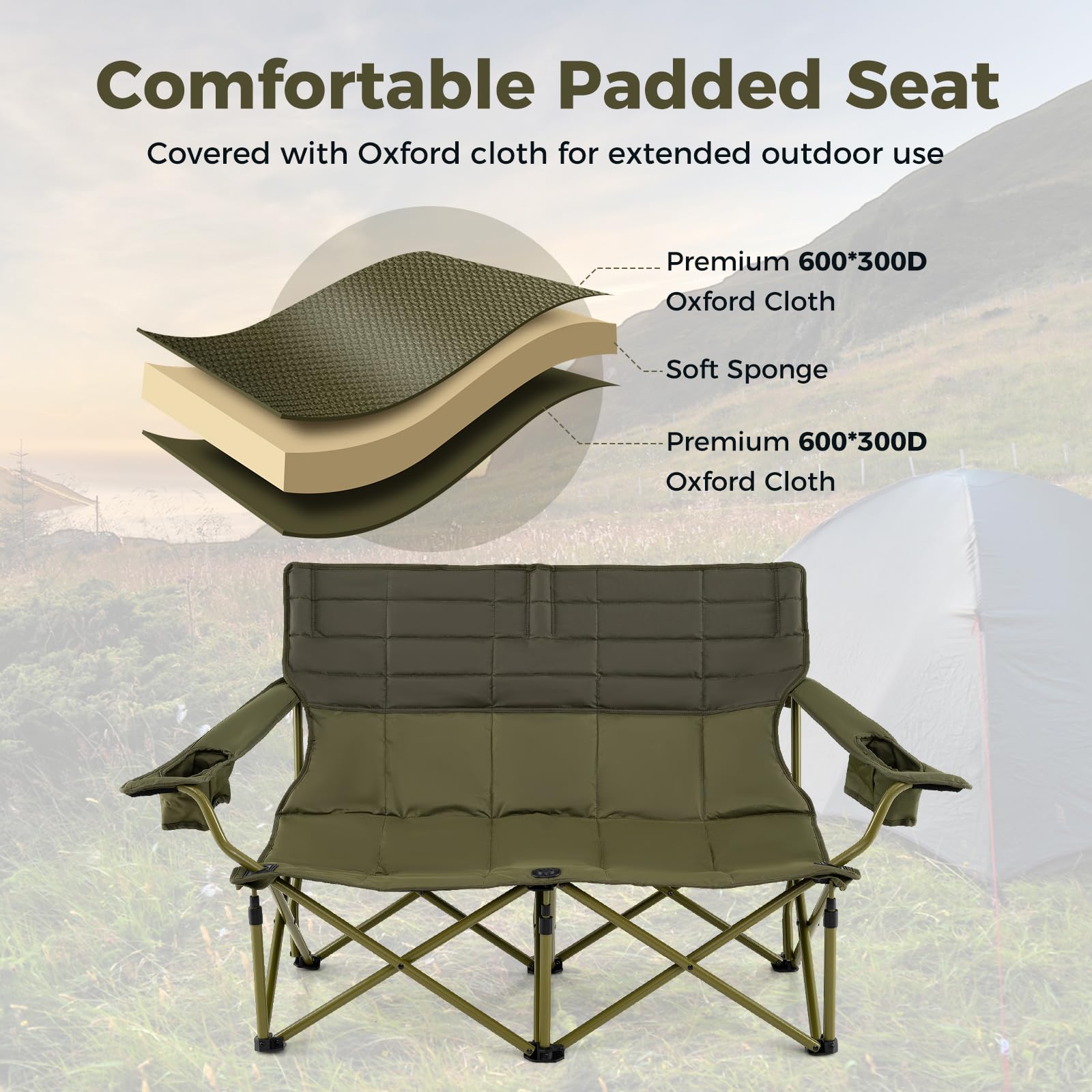 Tangkula reinforced metal frame provides strong support up to 600 pounds