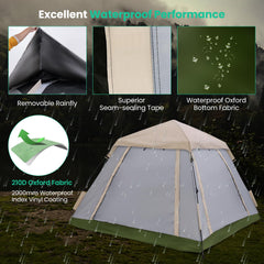 Removable rainfly provides rain protection and adjustable shade
