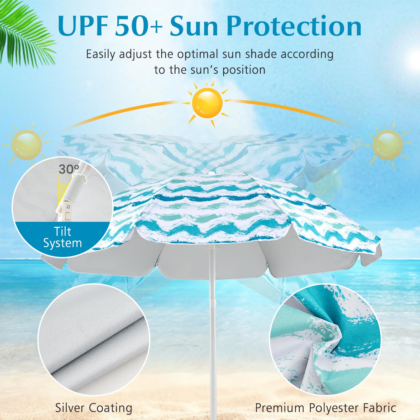 Tangkula sand anchor for umbrella stabilizes on windy shore days