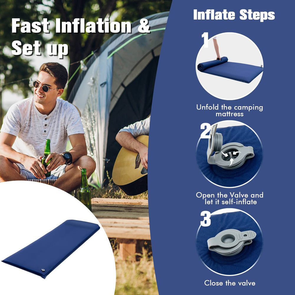 Tangkula 3-inch thick pad supports back and shoulders on uneven ground.