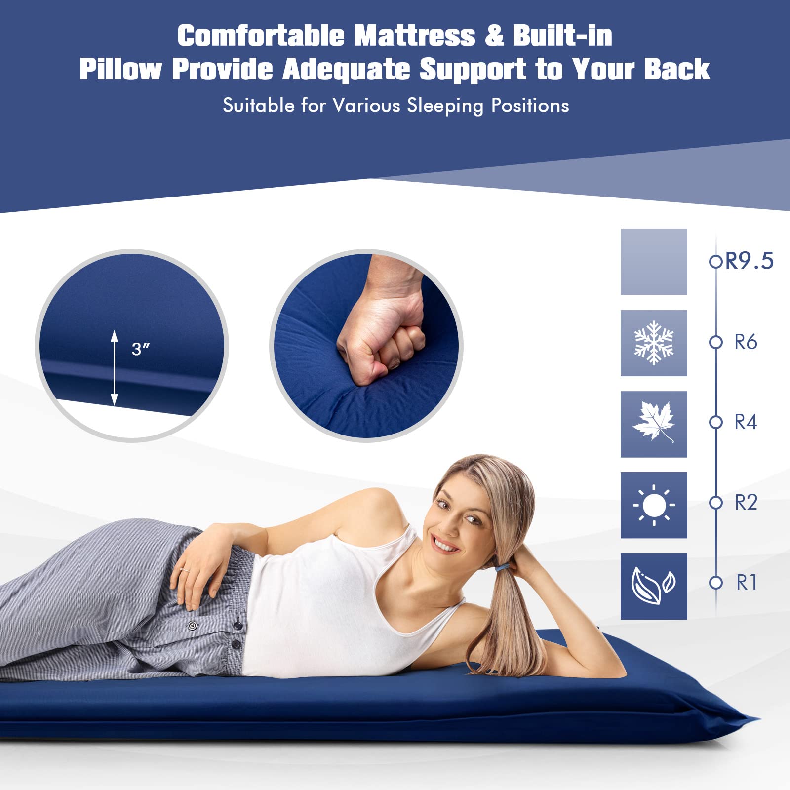 Tangkula pillow-inclusive design eases neck strain during campsite rests.
