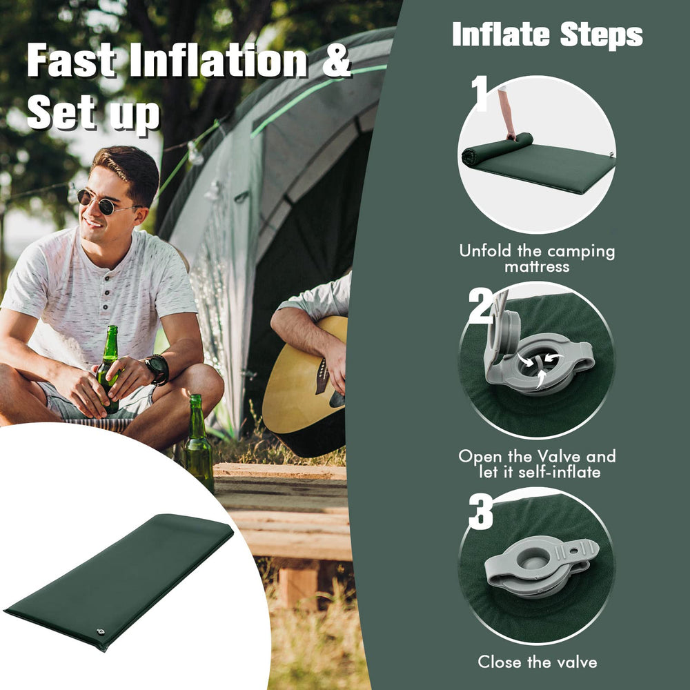 Tangkula sleeping pad with integrated pillow supports neck comfort.