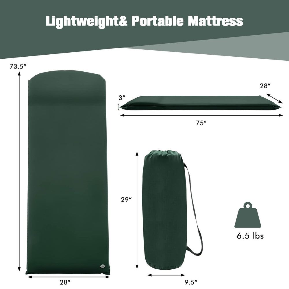 Tangkula sleeping pad fabric is waterproof and skin-friendly for rugged outings.