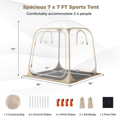 Tangkula tent secured by wind ropes and stakes on windy days