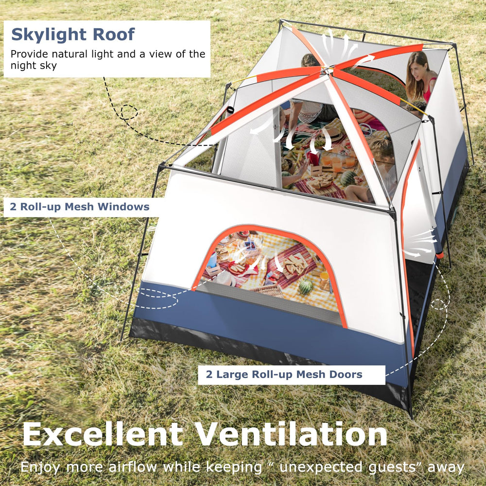 Tangkula tent rainfly and waterproof floor protect the interior from light moisture.