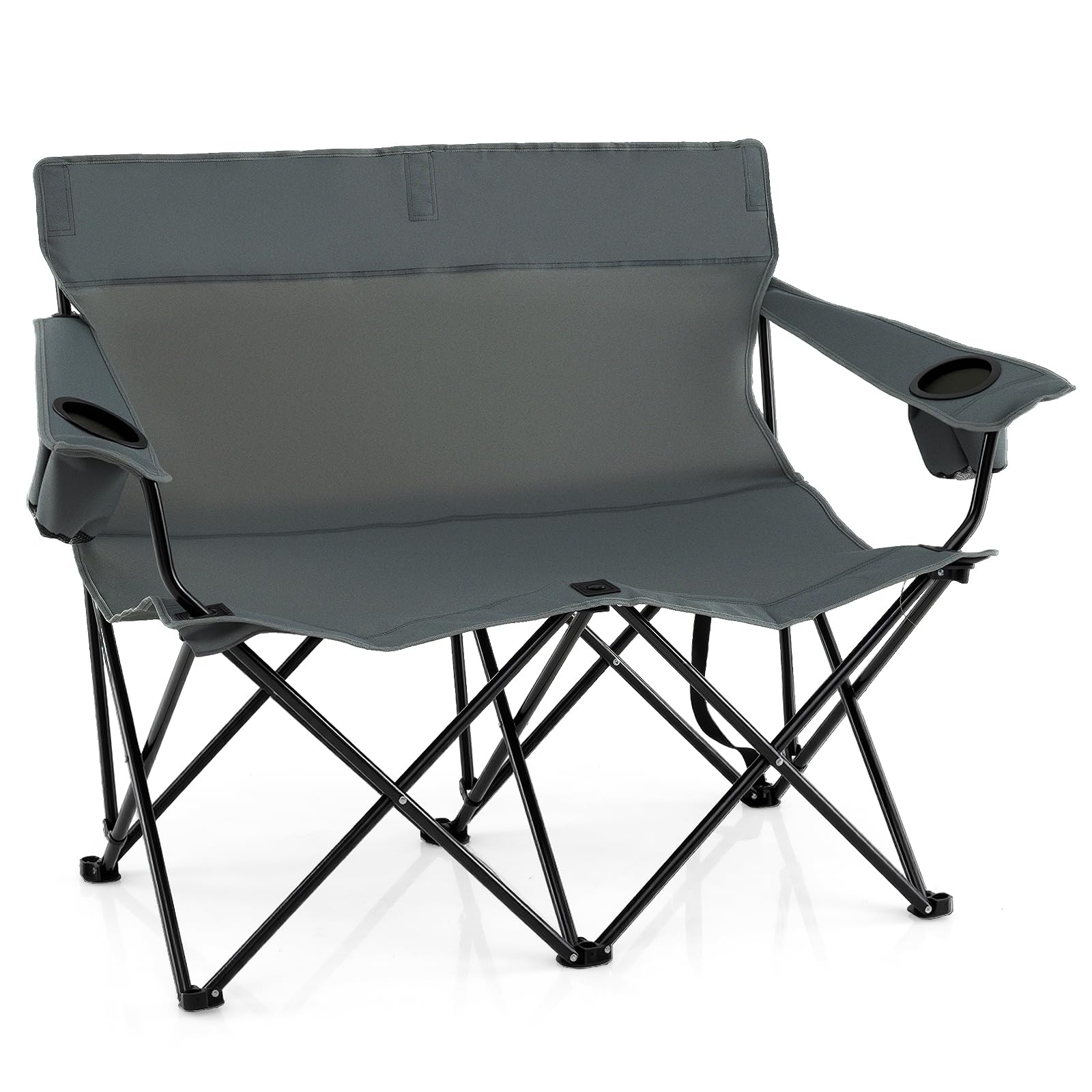 Tangkula two-person camping chair with cupholders for easy drink access