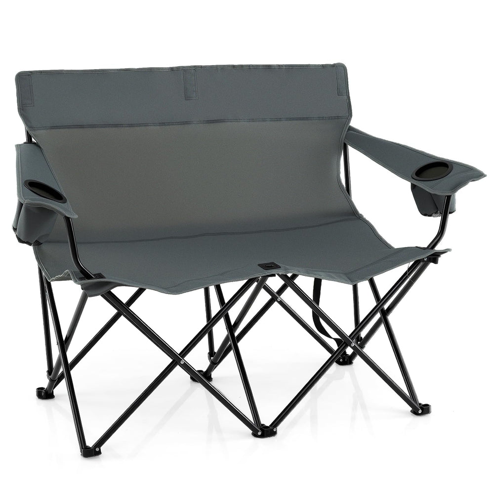 Tangkula two-person camping chair with cupholders for easy drink access