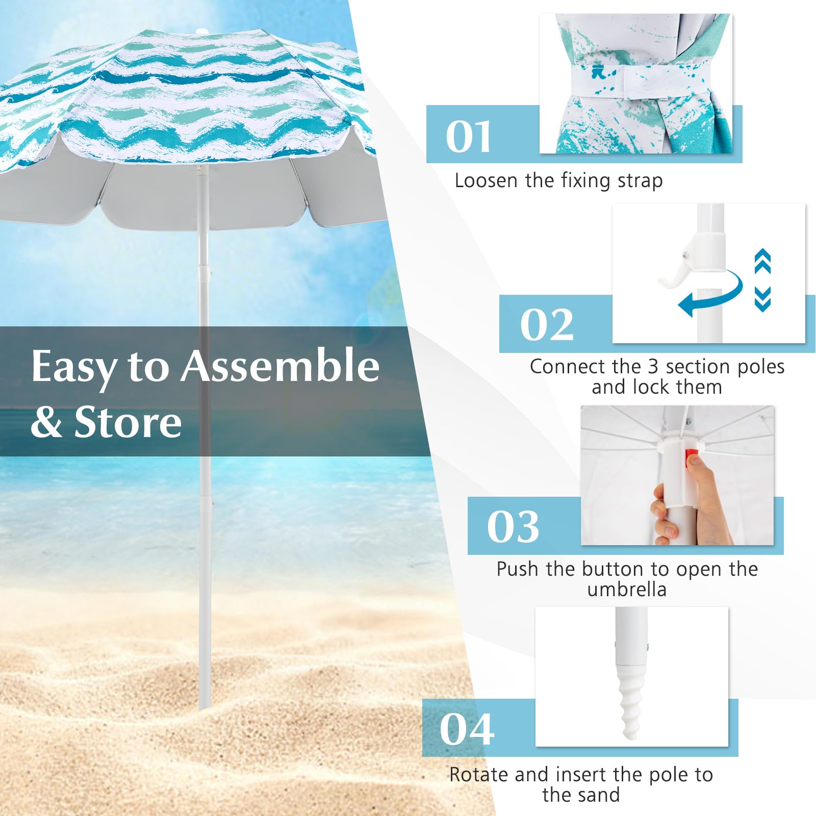 Tangkula umbrella assembly and storage enables quick setup and packing