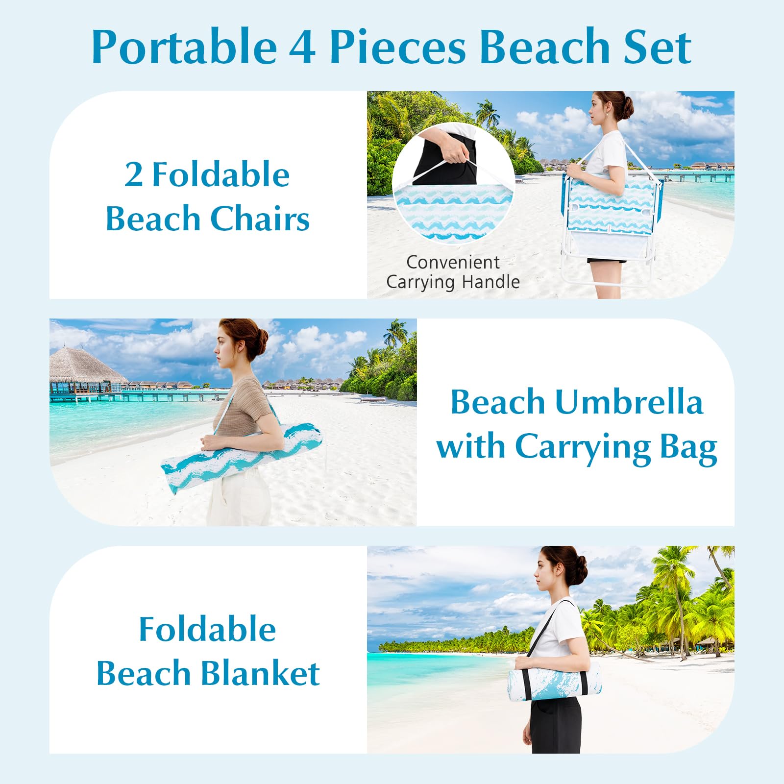Tangkula waterproof beach blanket blue ready for sand or grass