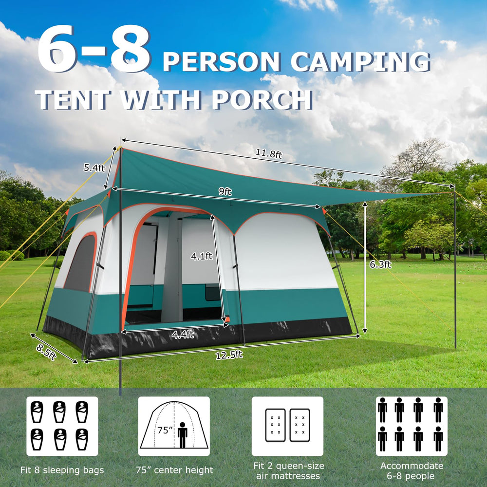 Tangkula waterproof rainfly 210D adds rain protection for light showers.