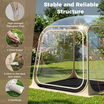 Tangkula tent with fiberglass rods ensures a stable shelter