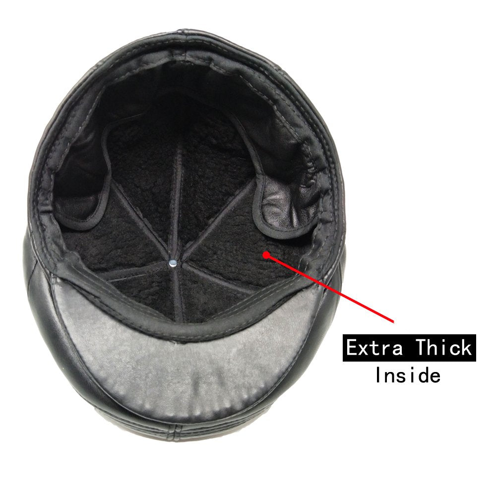 TangTown Lambskin Newsboy Cap with extended ear-cover for extra warmth