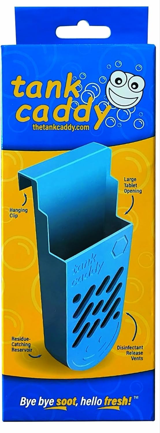 The Tank Caddy mounted on the back wall traps sludge and protects tank components.