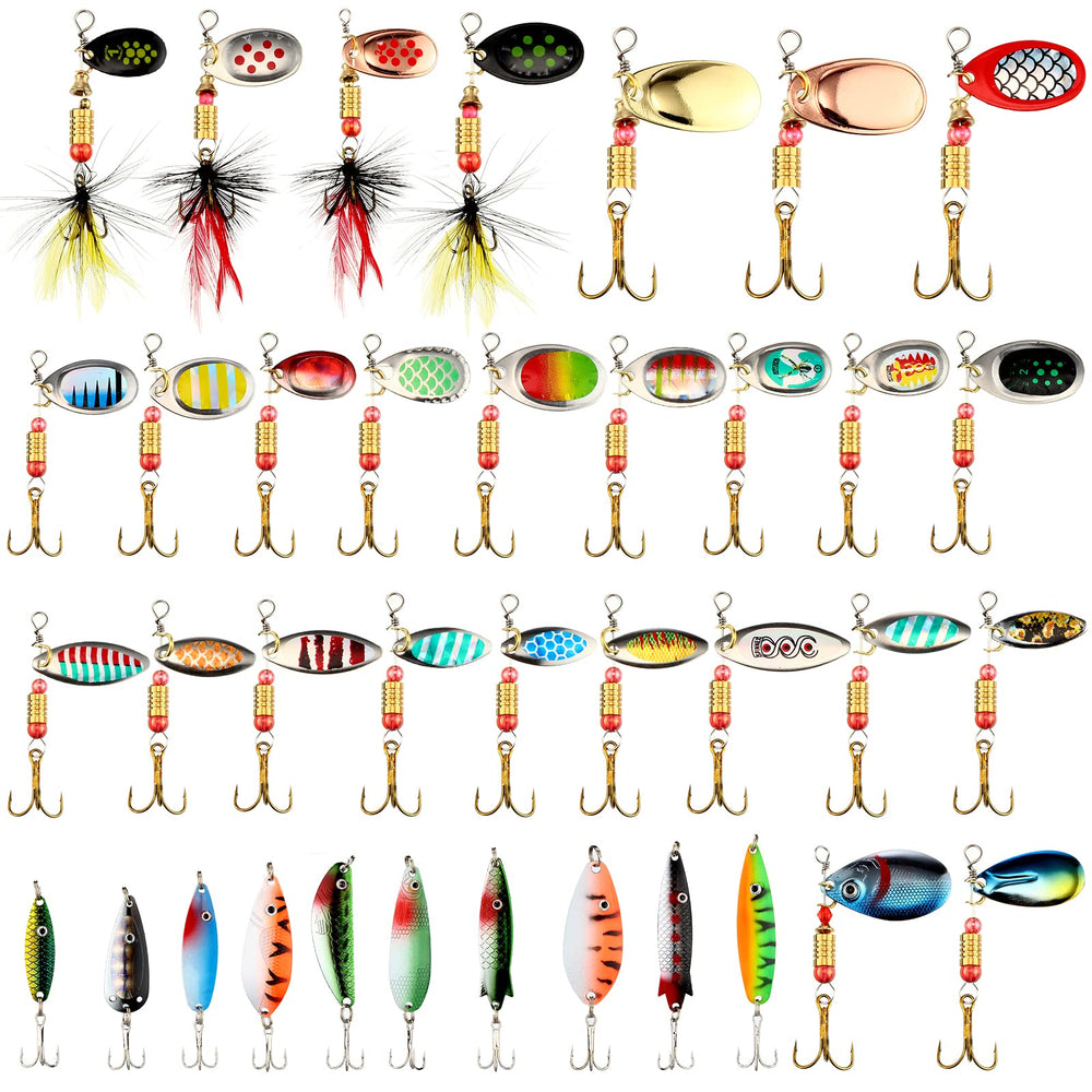 Tanlade 100pcs fishing lures spinner baits assortment for versatile freshwater fishing