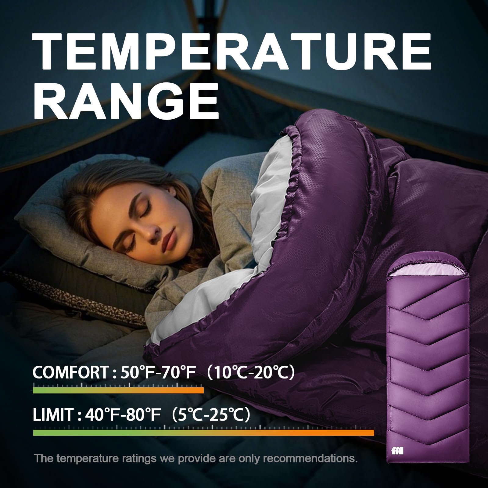 Tanstrider sleeping bag spacious fit for tall campers