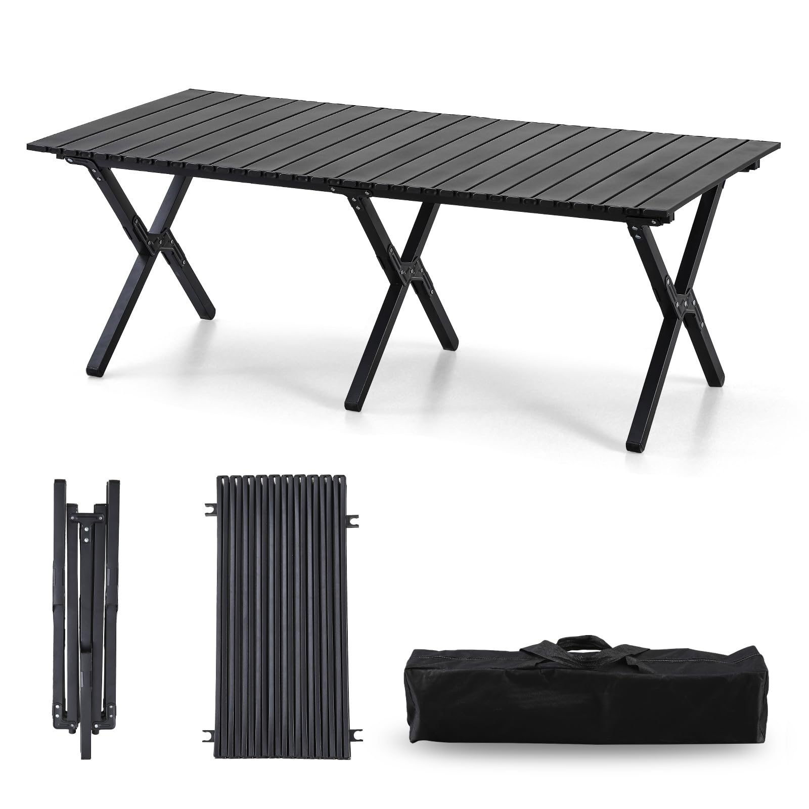 TAO ONE roll-up table folded-in-bag for easy transport and storage.