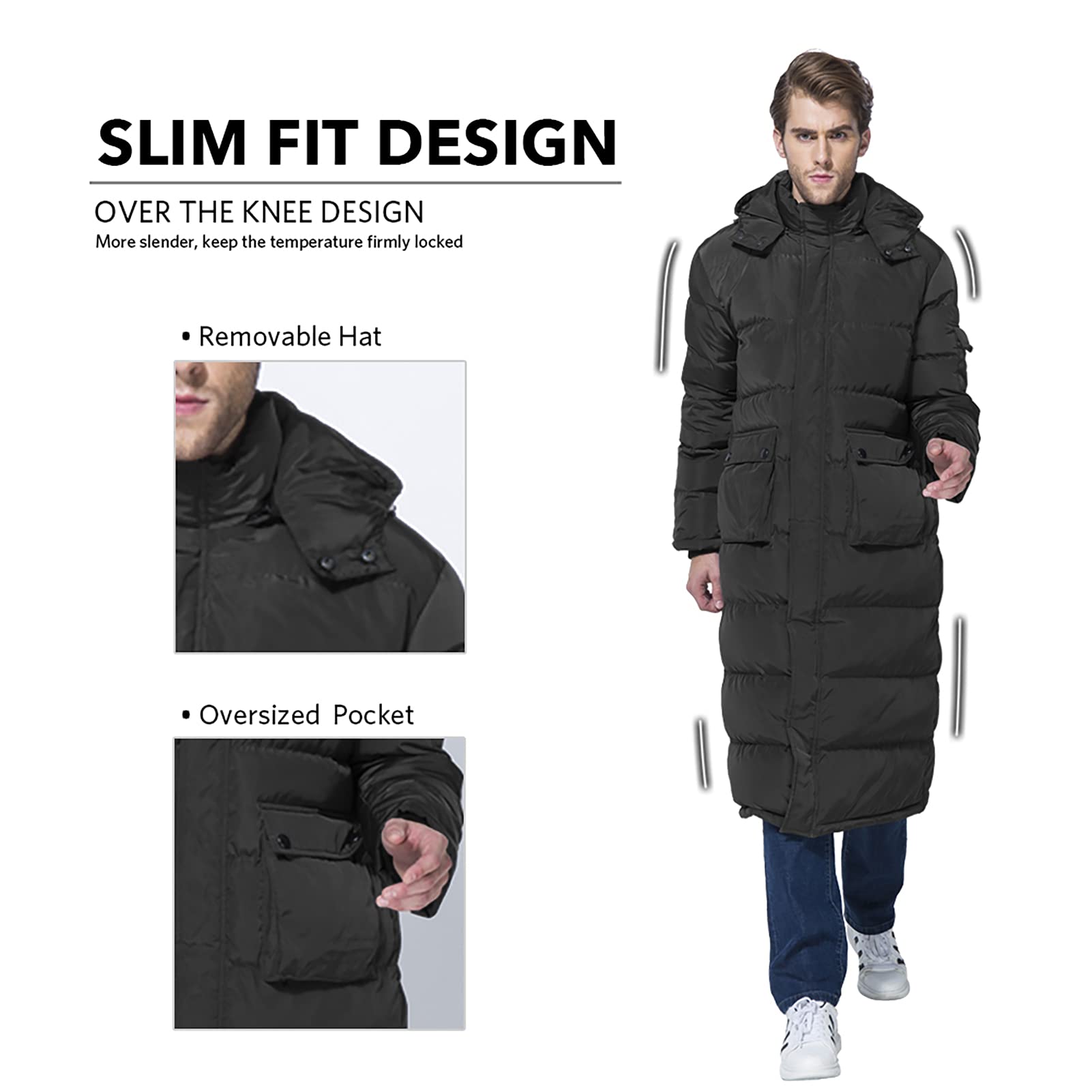 Tapasimme men's winter warm puffer coat packed view demonstrates easy travel compression.