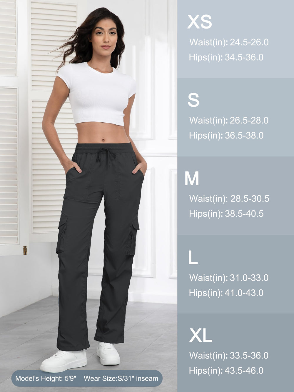 Tapata tall women's 34in seam pants ankle-length hem with adjustable cinch offers versatile styling.