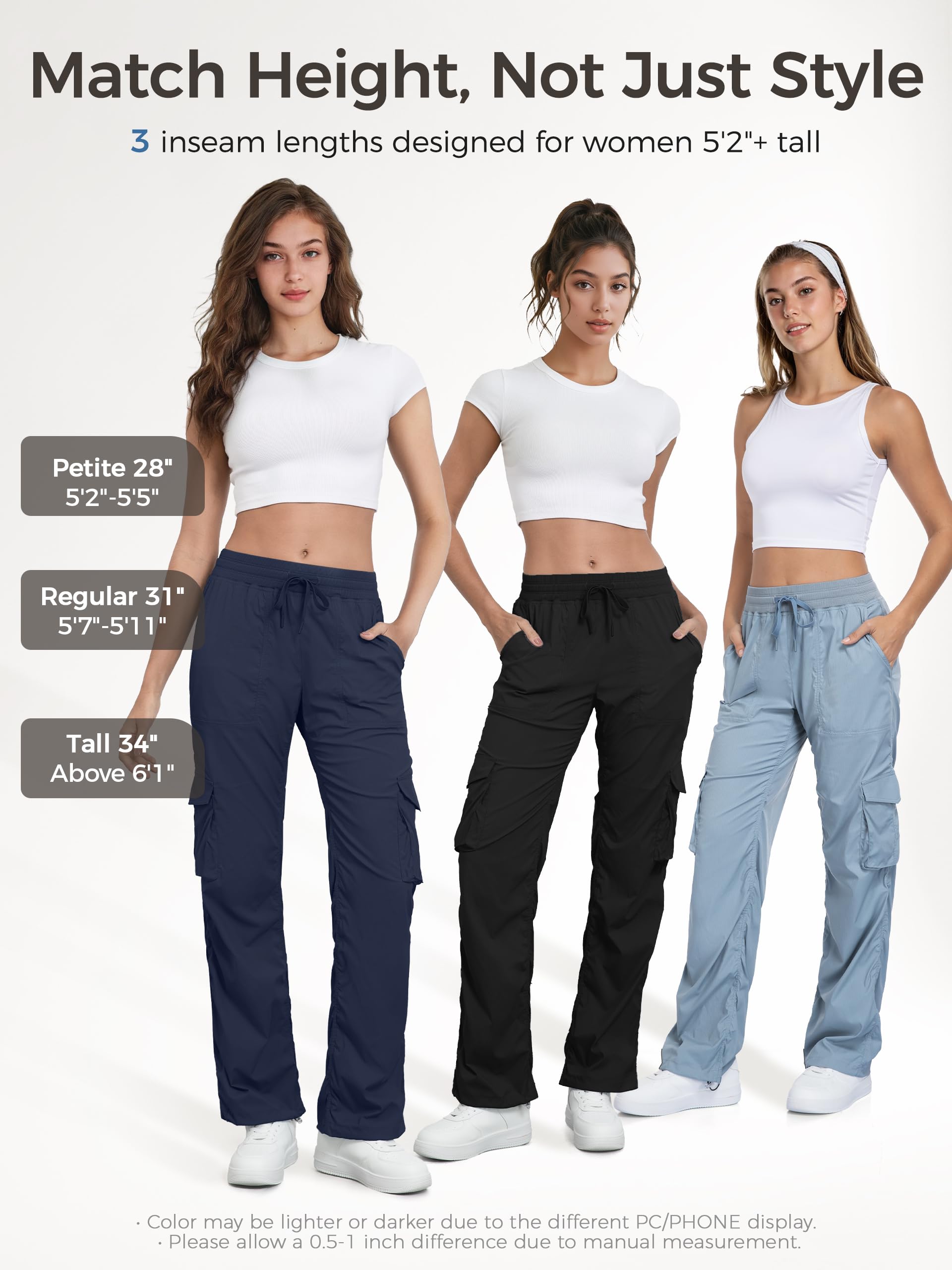 Tapata tall women's 34in seam pants cargo pockets provide quick access for essentials.