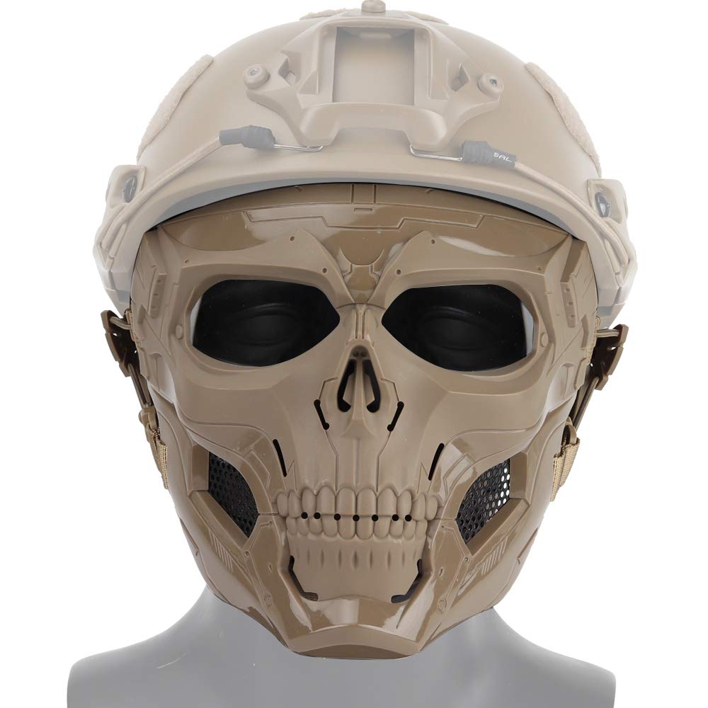 Tarnnetz airsoft tactical helmet tan mask ready for hunting or Halloween use