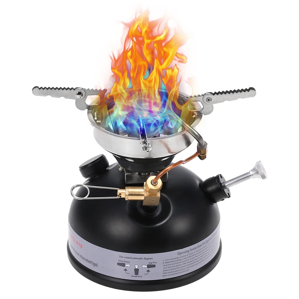 Taruor portable camping stove with wind baffles for stable cooking in gusts.