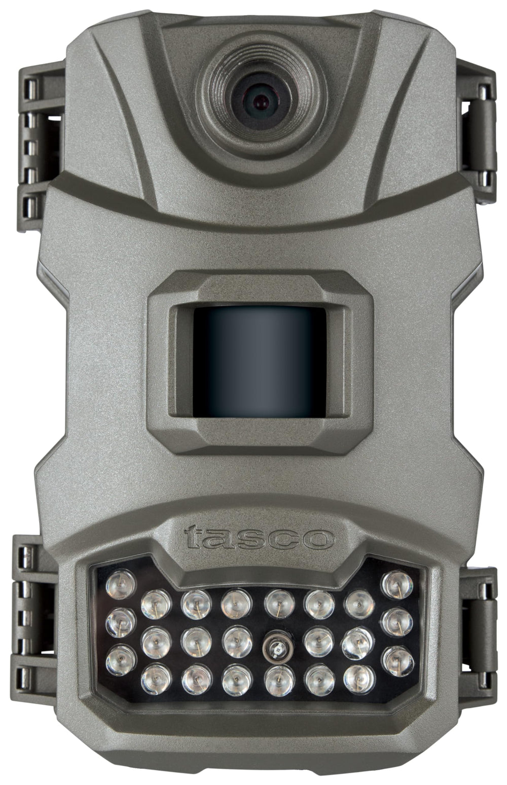 TASCO 12MP trail camera front view for dependable wildlife monitoring.