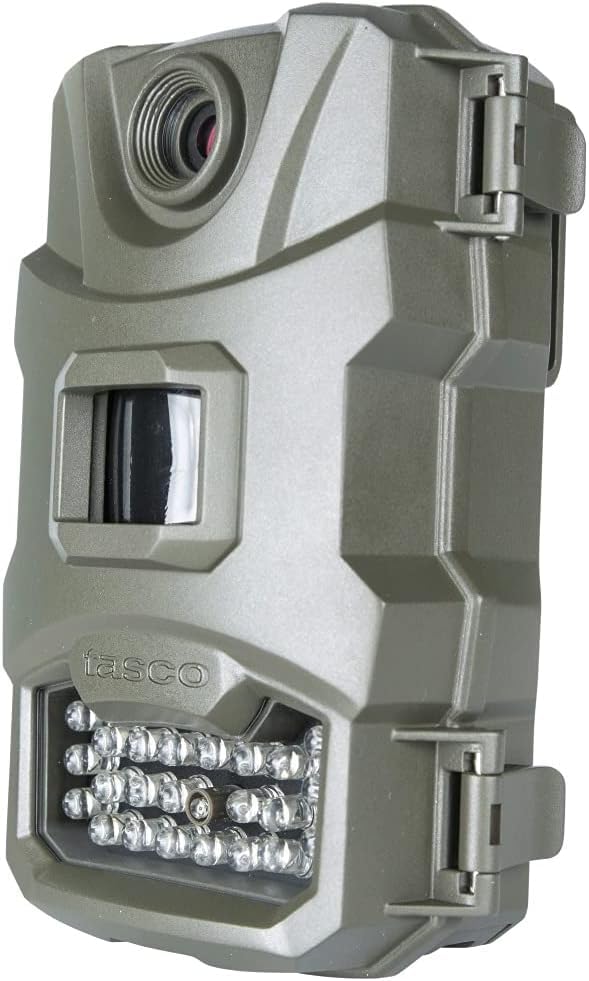 TASCO 12MP trail camera PIR motion sensor detects activity up to 70 feet.