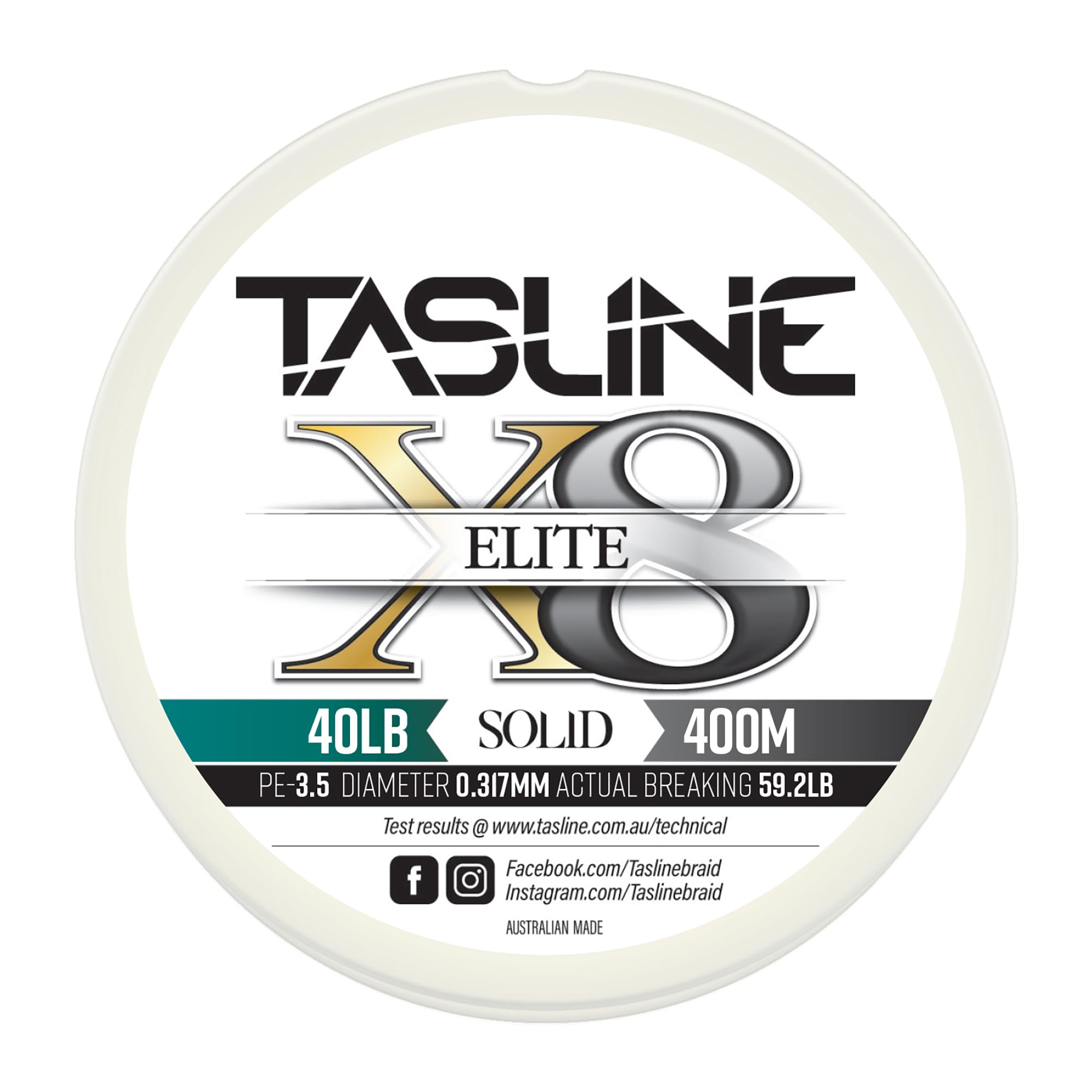 Tasline Elite Pure Spectra 8x braided close-up shows smooth, low-diameter construction for easier casting.