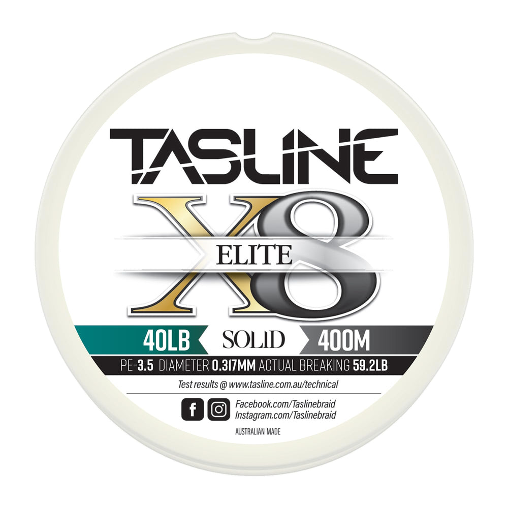 Tasline Elite Pure Spectra 8x braided close-up shows smooth, low-diameter construction for easier casting.