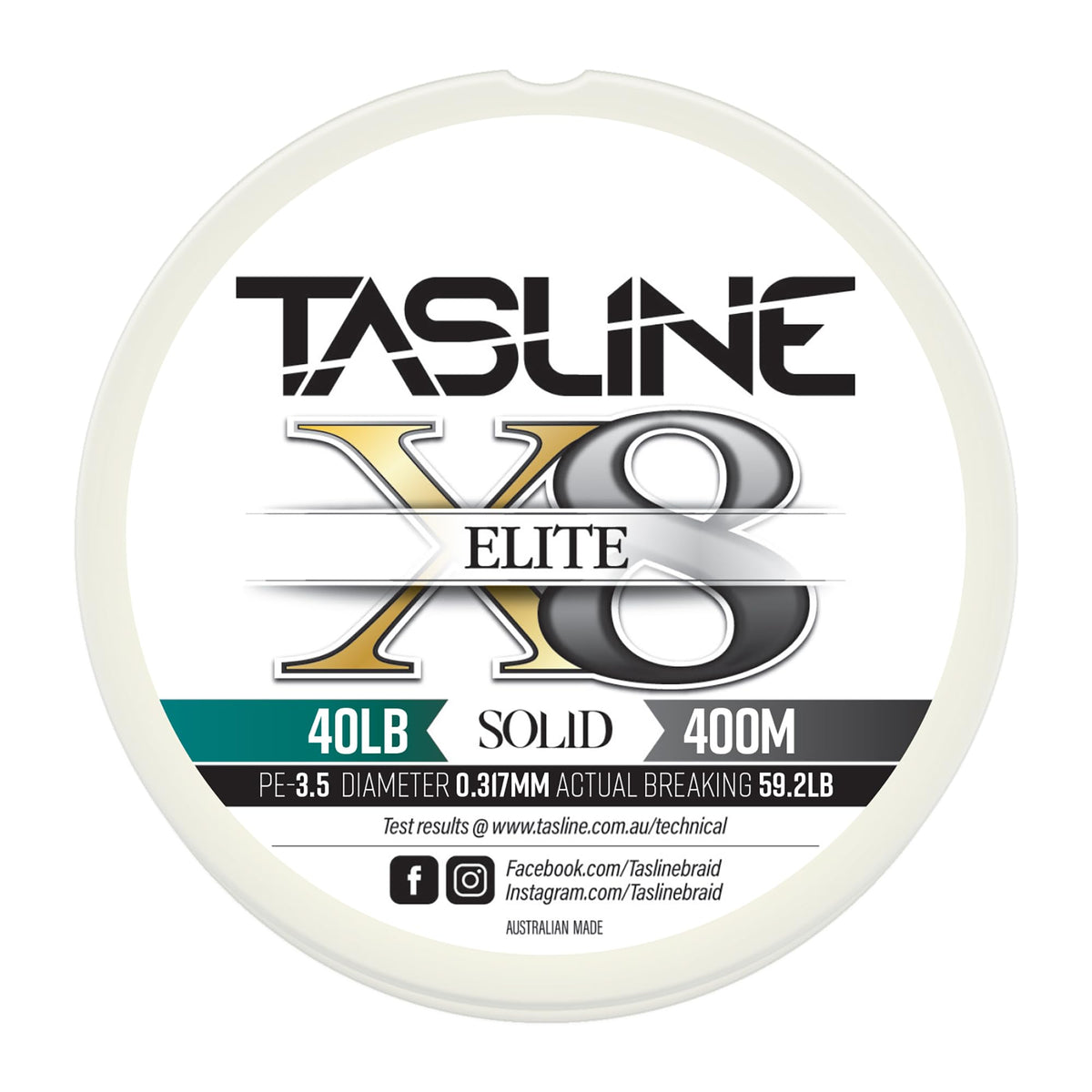Tasline Elite Pure Spectra 8x braided close-up shows smooth, low-diameter construction for easier casting.