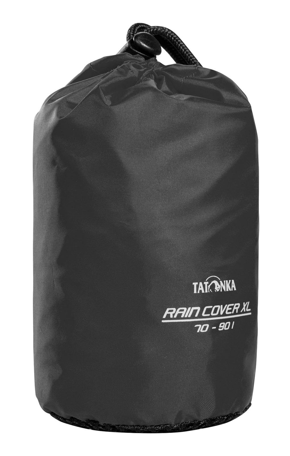 Tatonka rain cover stowed in its compact pack bag for travel.
